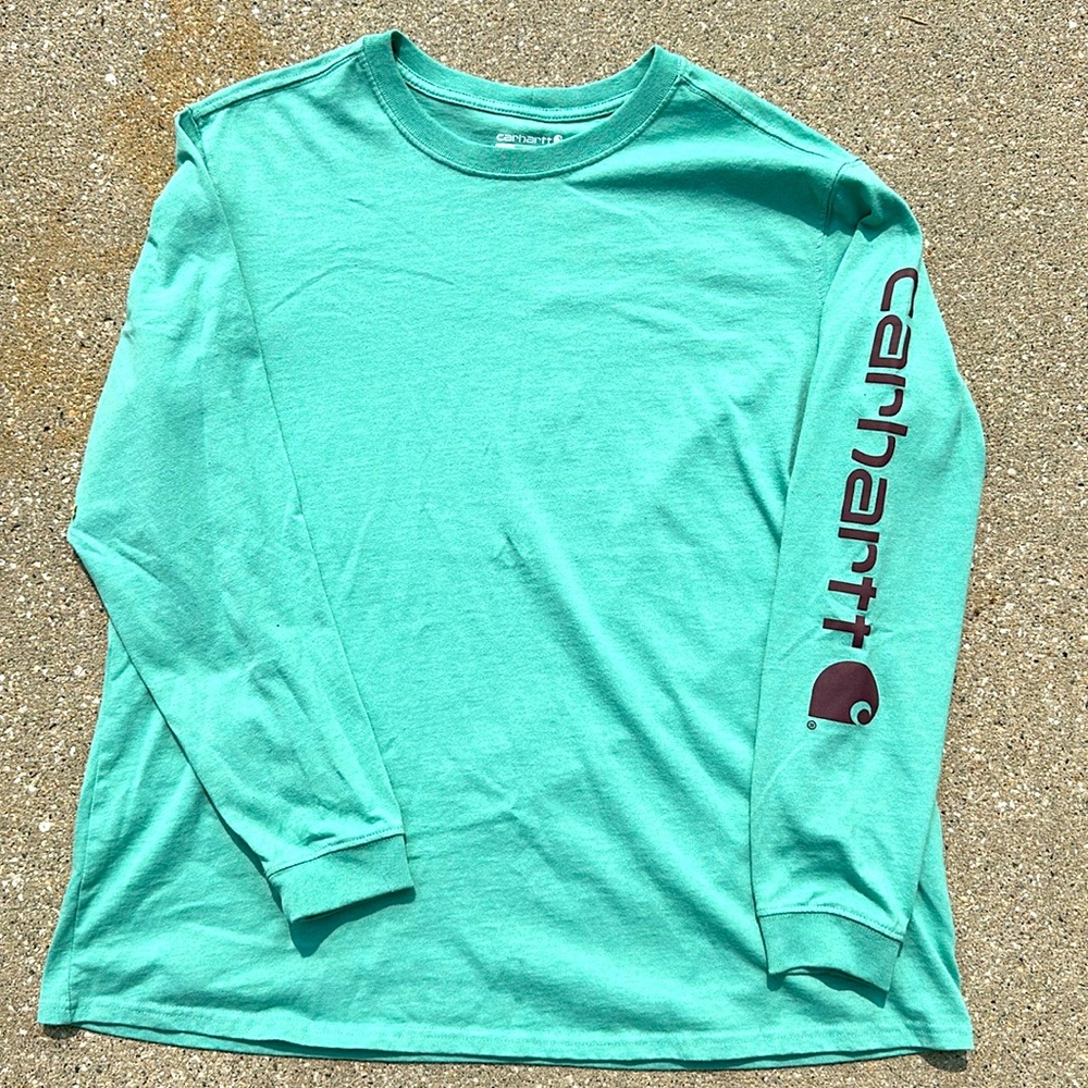 Women’s 1X Carhartt Long Sleeve Cotton Shirt Mint Green